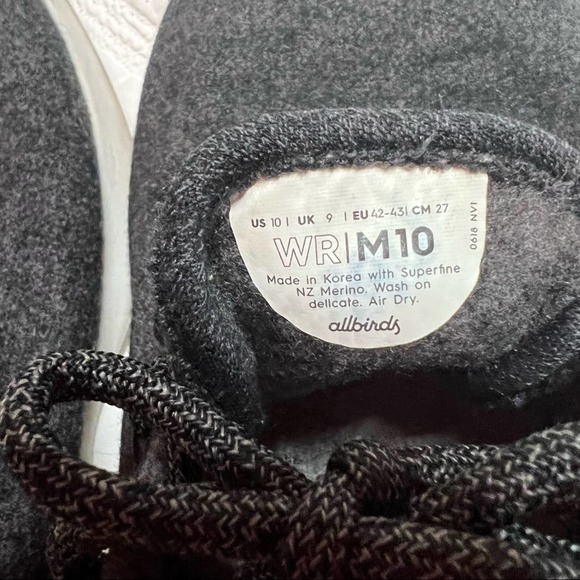 Allbirds Mens Wool Runners charcoal black size 10 - Picture 8 of 8